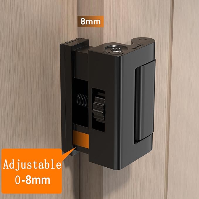 INIRET Black Adjustable Heavy Duty Zinc Alloy Portable Door Lock,Security Device for Enhanced Safety,for Home,Hotels,Travel,Apartments Prevents Unauthorized Entry,No Drill