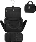 Hanging Toiletry Bag for Women - Travel Makeup Organizer with Brush Compartment, Portable Cosmetic Case with Removable Dividers for Full-Size Container, Lightweight Travel Bag for Trip - Black