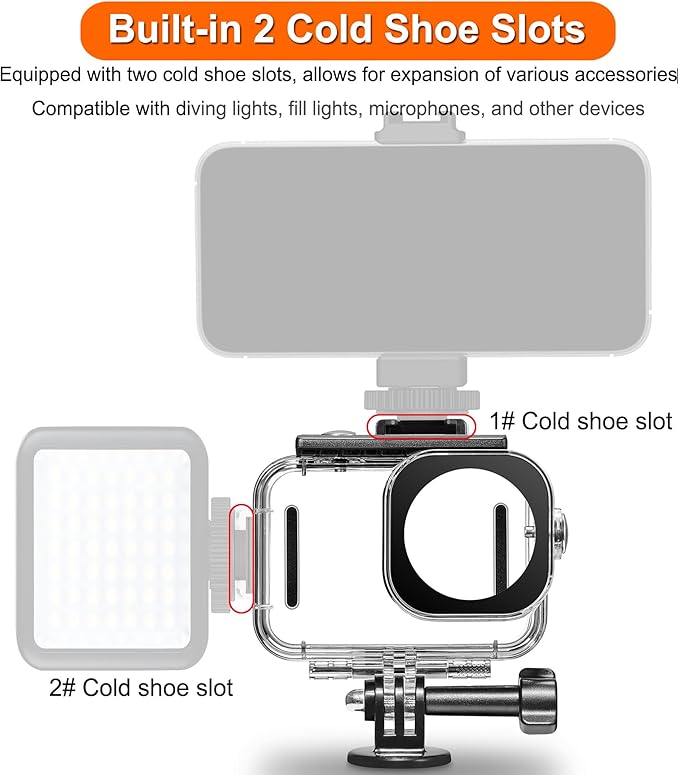 BO&DQQ Underwater Waterproof Case Compatible with DJI Osmo Action 6 Camera, 196FT/60M Dive Diving Housing Cover Shell with Anti-Fog Inserts Accessories