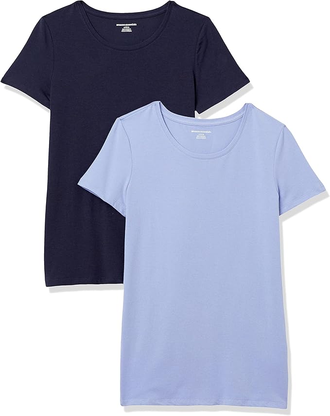 Amazon Essentials Women's Regular-Fit Short-Sleeve T-Shirt (Crewneck and V-Neck Options), Multipacks