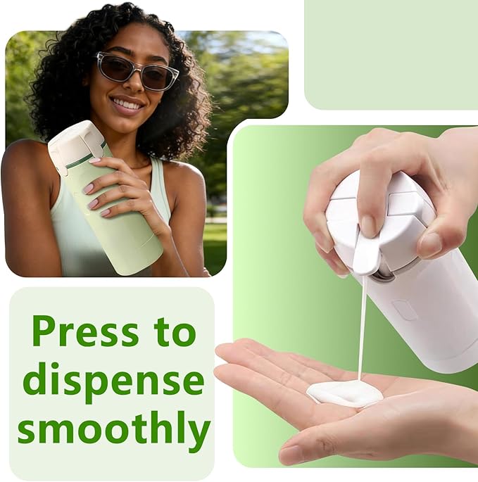 4 in 1 Travel Dispenser, Travel Bottles for Toiletries, Squeeze Leak Proof Dispenser Bottles with Scale and Label for Shampoo Lotion Shower Gel, Suitable for Travel, Camping and Gym(1 PC, Green)
