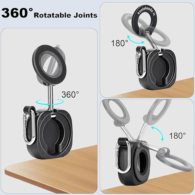 koolehaoda Airplane Phone Holder for Magsafe Air Plane Travel Essentials Magnetic Phone Mount Compatible with iPhone 17-12 Galaxy Mag-Safe Case, Handsfree for Long Flight Flying - Black
