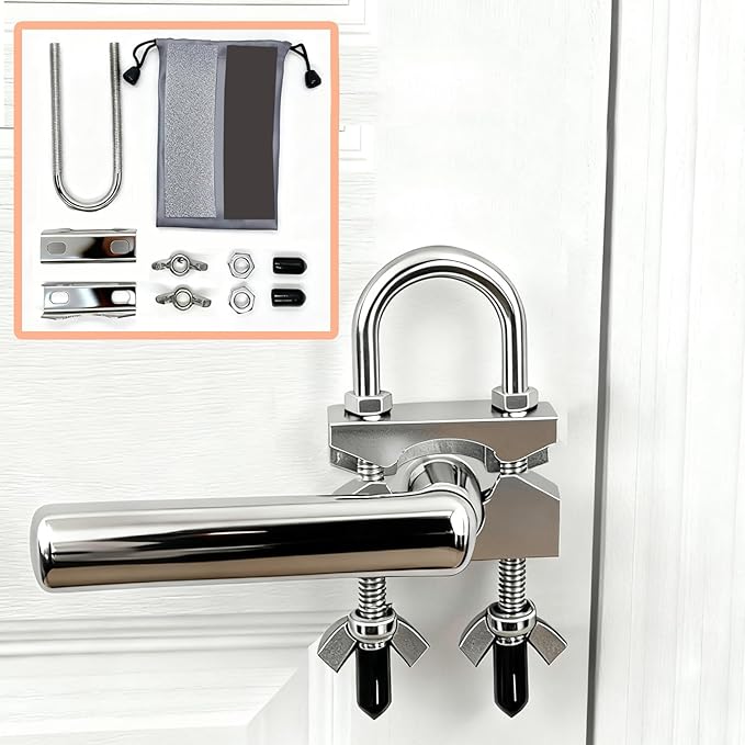 Portable Door Lock for Travel, Heavy Duty Security Lock for Outward Opening Doors, Adjustable Stainless Steel Safety Device for Hotel Room/Home/Apartmen