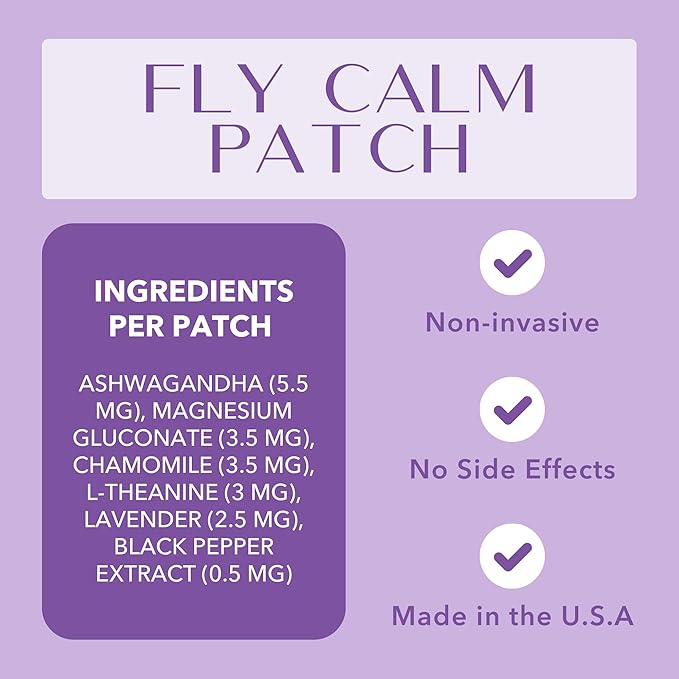 Laki Naturals Fly Calm Patch (1 Count, Pack of 8) - Relax Nerves, Support Stress - Natural Ingredients to Support Airplane Stress - Calm Your Fear of Flying Naturally