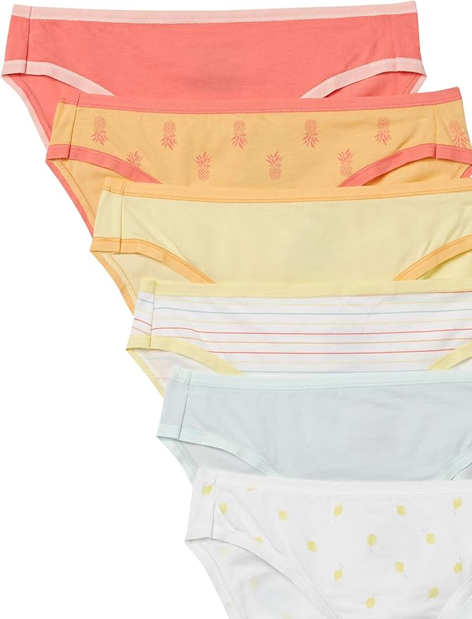 Amazon Essentials Women's Breathable Cotton Bikini Brief Underwear with Full Coverage, Multipacks