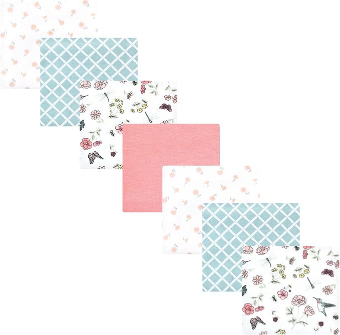 Hudson Baby Unisex Baby Cotton Flannel Receiving Blankets Bundle, Hummingbird Garden, One Size
