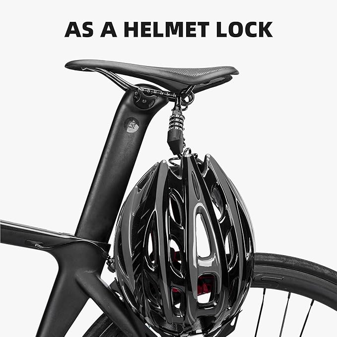 ROCKBROS Motorcycle Helmet Lock Bike Cable Lock Lightweight Combination Small Resettable Bike Wheel Lock for Strollers, Luggage