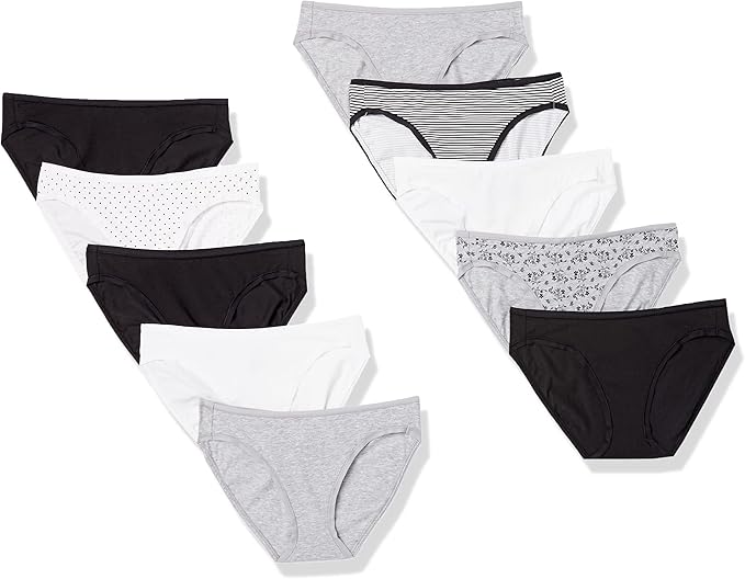 Amazon Essentials Women's Breathable Cotton Bikini Brief Underwear with Full Coverage, Multipacks