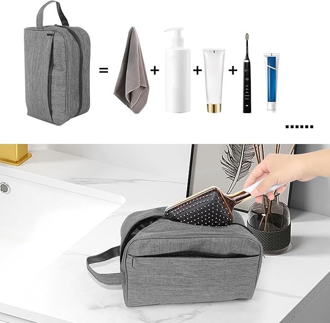 Travel Toiletry Bag - Durable Waterproof Material with Multi-Compartment Organization, Compact Size, Lightweight Portable Hanging Dopp Kit for Toiletries & Travel Accessories(gray)