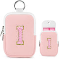 Shenier Alphabet Zippered Case with Keychain, Cute Design, Compatible with Touchland Power Mist Gentle/Glow Mist Hand Sanitizer Spray, Pink-I