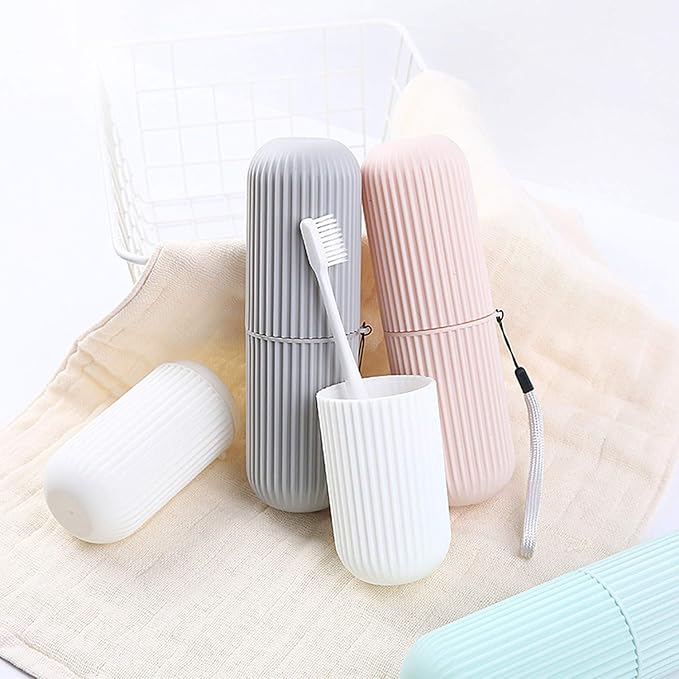 4 Pcs Travel Toothbrush Case Portable Toothbrush Storage Box Toothbrush Travel Containers Wash Cup Holder Organizer for Trips and Daily Use (Green, Grey,Pink,White)