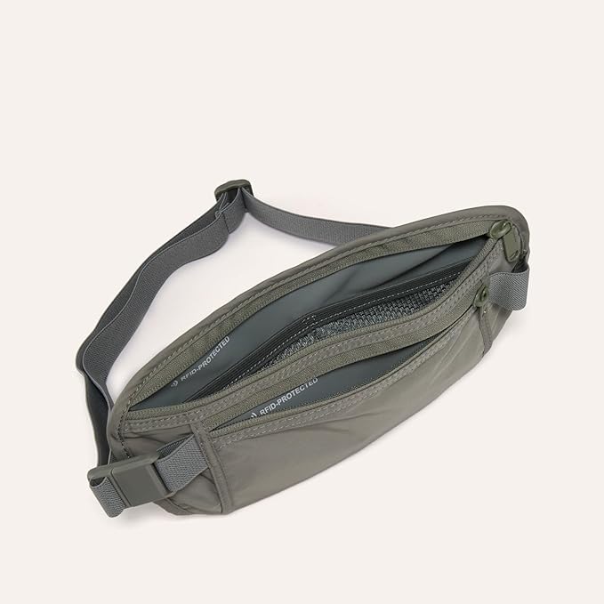 Pander RFID Blocking Travel Money Belt – Hidden Waist Pouch for Passport, Cash, Cards, Slim Belt Bag for Men and Women, (Pack of 2)