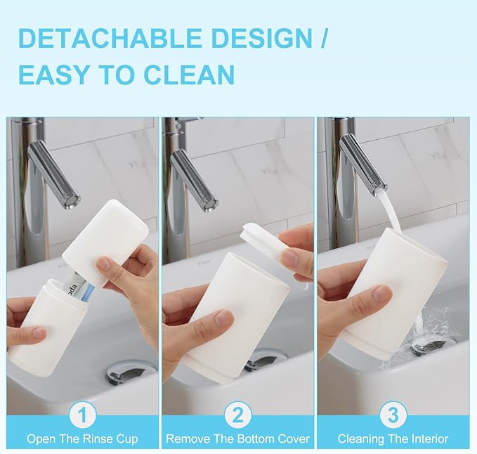Travel Toothbrush and Toothpaste Case,Portable Tooth Brush Holder,Large White Toothbrush Container with Mouthwash Cup,2 in 1 Toothbrush Organizer for Traveling,Camping,School,Home