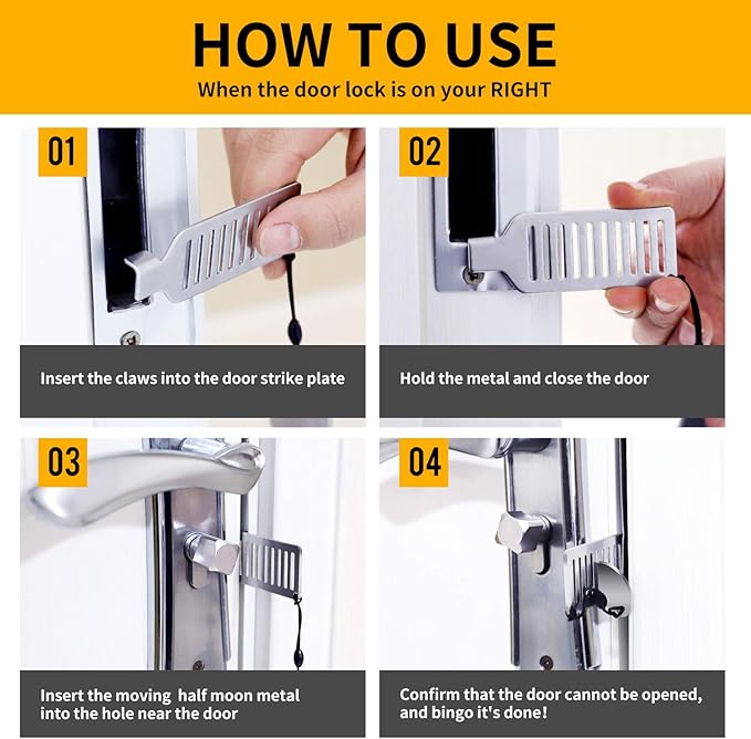 Portable Door Lock for Travel - Improved Travel Hotel Door Lock Apartment Security Device Door Jammer ozozo