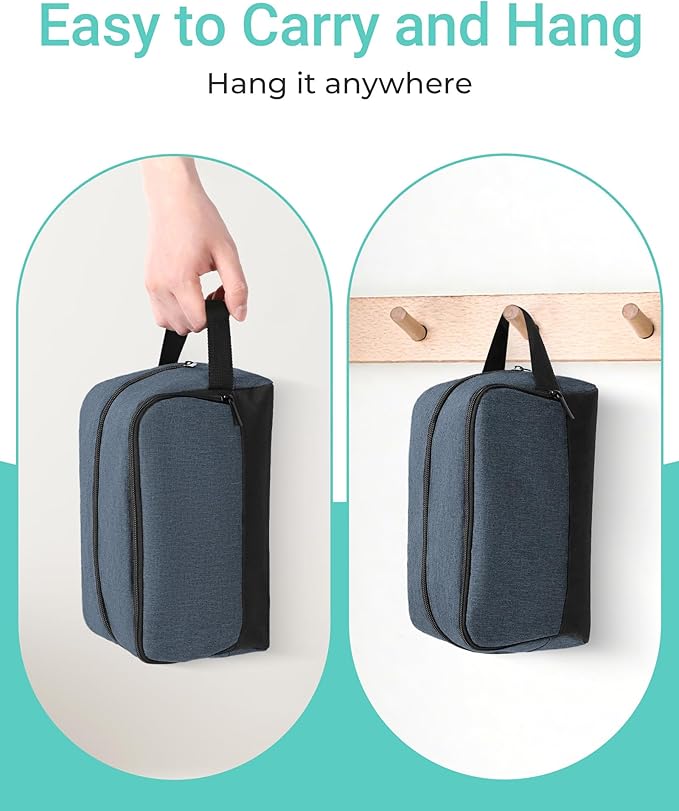Elviros Travel Toiletry Bag for Men Hanging Dopp Kit Shaving Bag Toiletries Organizer Small Tool Medicine Hygiene Bag for Traveling Pouch(Blue&Black,Large)
