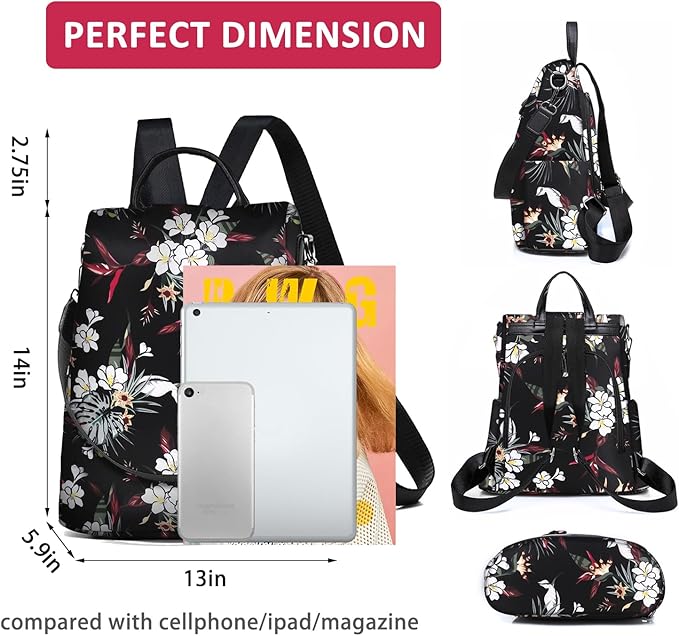 Fmeida Work Backpack for Women Anti Theft Crossbody Bag Waterproof Travel Backpack Lightweight Daypack Fashion Convertible Backpacks Bookbag for College Supplies Mochilas de mujer