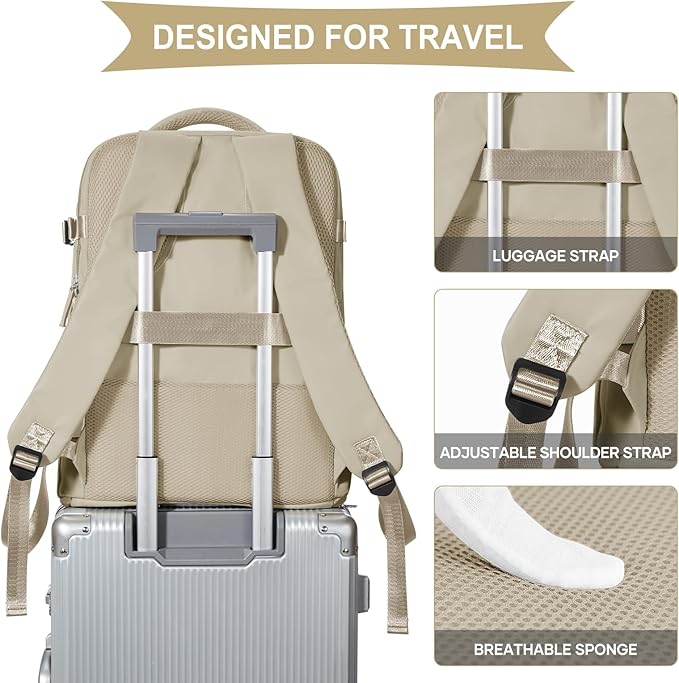 coowoz Travel Backpack For Women Men,Carry On Backpack,Hiking Backpack Waterproof Outdoor Sports Rucksack Casual Daypack travel essentials（Khaki）