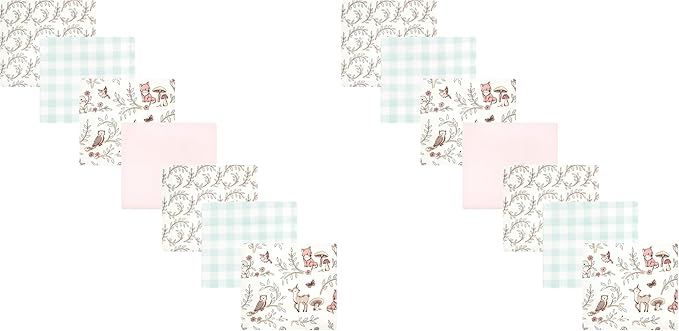 Hudson Baby Unisex Baby Cotton Flannel Receiving Blankets Bundle, Girl Woodland Pals, One Size (Pack of 2)