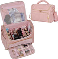 GR69N Travel Toiletry Bag Large Cosmetic Makeup Bag Organizer for Women,Wide-open Make Up Bag Waterproof Makeup Case Travel Bag with Handle and Dividers for Toiletries,Essentials,Accessories,Dark Pink