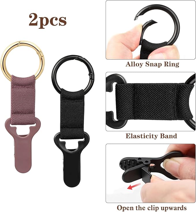 Niveaya Hat Clip for Travel on Bag - 2 Pack, Vacation Beach Cruise Essentials Accessory for Travel Handbag Backpack Luggage, Securely Hold to Keep Hat Shaped, Hands-Free, Black+Purple