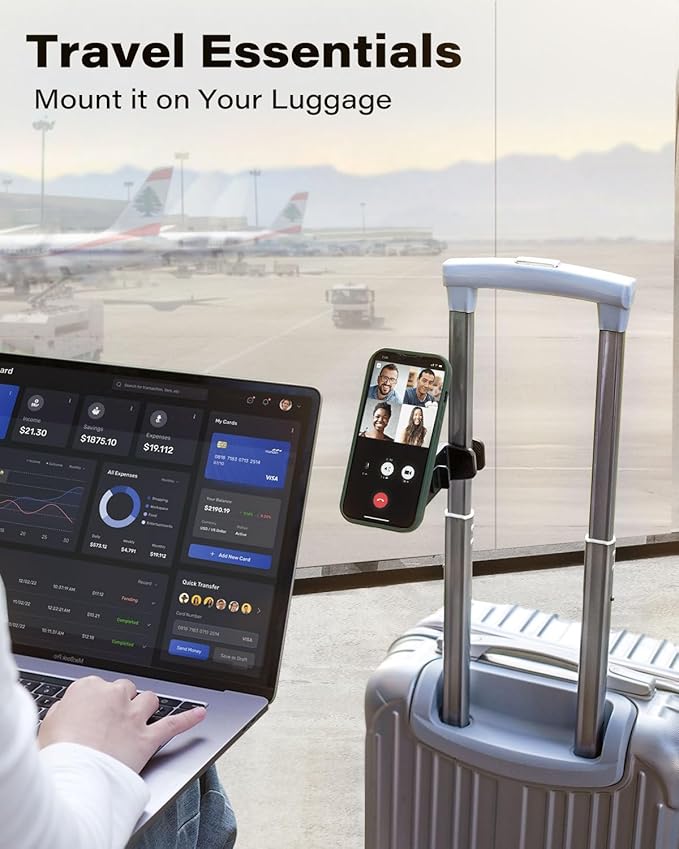 Magnetic Airplane Phone Holder for Travel Essentials - PhoneHolder for Airplane Seat, Car & Home with MagSafe Compatibility, Compatible with iPhone 16/15/14 & Android-917001