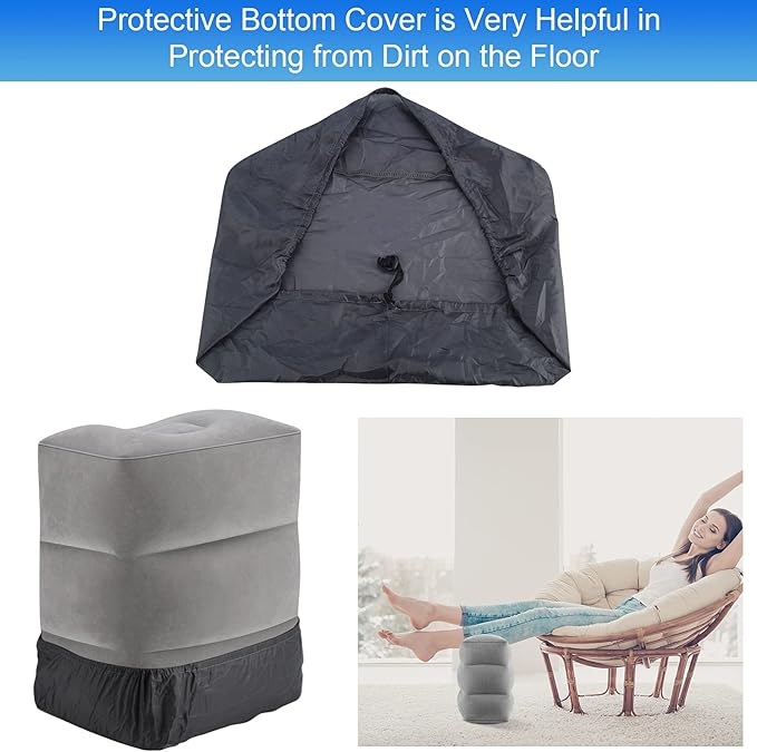Inflatable Travel Pillow - Airplane Travel Essentials Adjustable Height Leg Rest Cushion for Airplane Office Home Cars Trains Desk