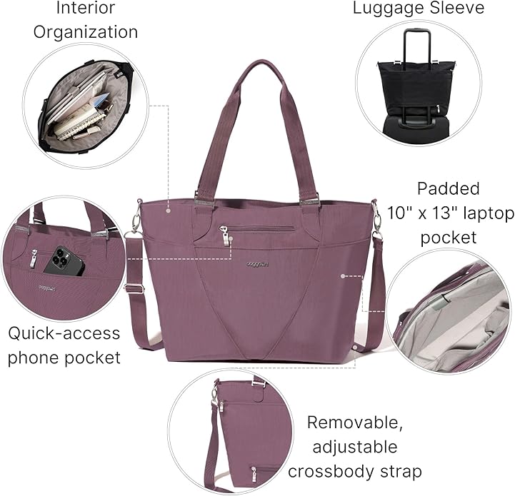 Baggallini Avenue Tote - 12x18 Laptop Tote Bag for Women - Lightweight Work Travel Carry On Bag