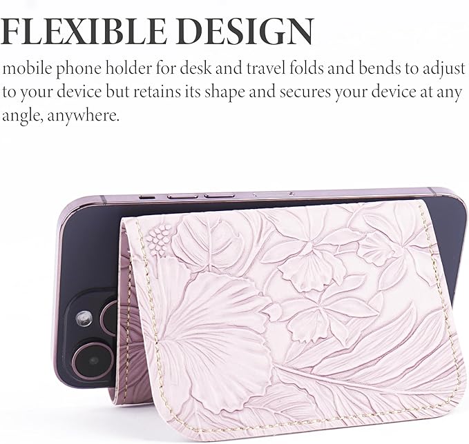 Airplane Travel Essentials for Flying Flex Flap Cell Phone Holder & Flexible Tablet Stand for Desk, Bed, Treadmill, Home & in-Flight Airplane Travel Accessories(1-Carved Purple)