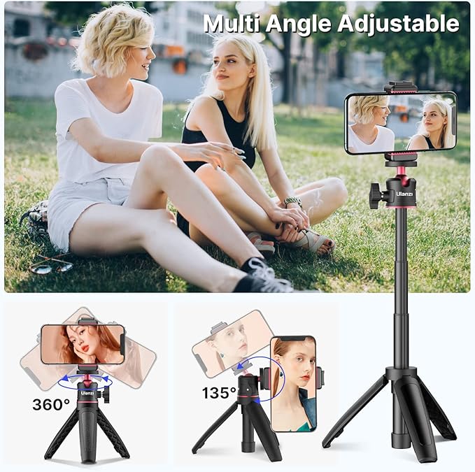 ULANZI MT-08 Extension Pole Tripod, Mini Selfie Stick Stand Handle Grip for Osmo Pocket 3 4 Xtra Muse iPhone Pro Max Smartphone Canon G7X Mark III Sony ZV-1 RX100 VII A6400 A6600 Cams Vlogging