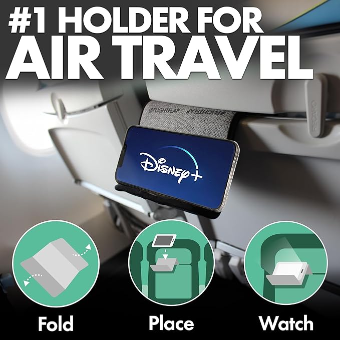 Flight Flap Airplane Phone Holder, Flexible Cell Phone Holder, Folding Cellphone Stand for Desk, Bed, Office, Treadmill - Airplane Gadgets for Long Travel Accessories - Plane Essentials (Pro)