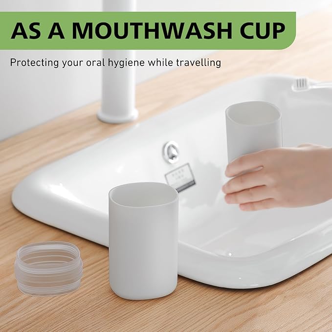 Travel Toothbrush Case, Portable Tooth Brush Holder and Toothpaste Cover Container with Mouthwash Cup, Compact Oral Clean Tools Organizer for Traveling/Camping/School/Home (Grey, Extra Large)