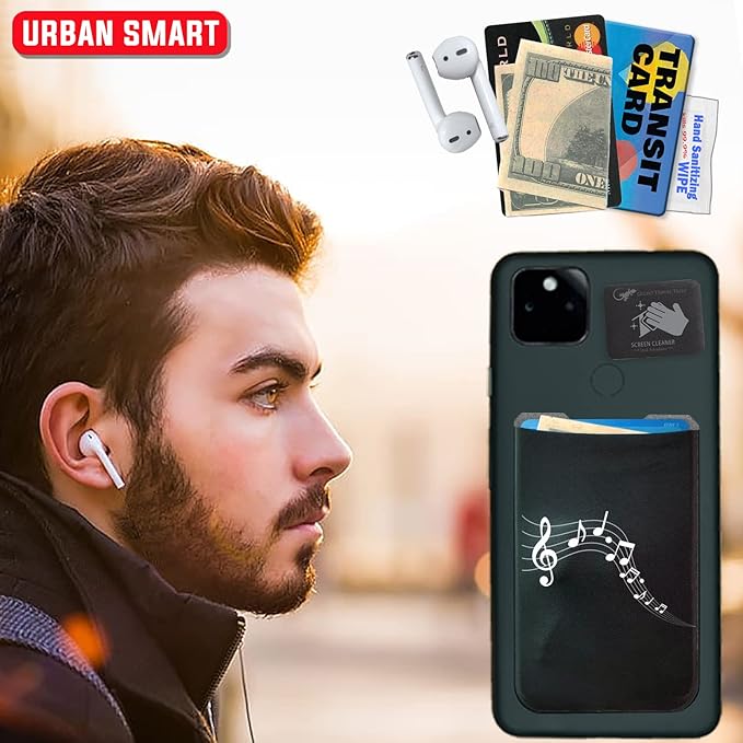 Phone Wallet - Adhesive Card Holder - Cell Phone Pouch - Stick on Lycra Pocket by Gecko - Carry Credit Cards and Cash