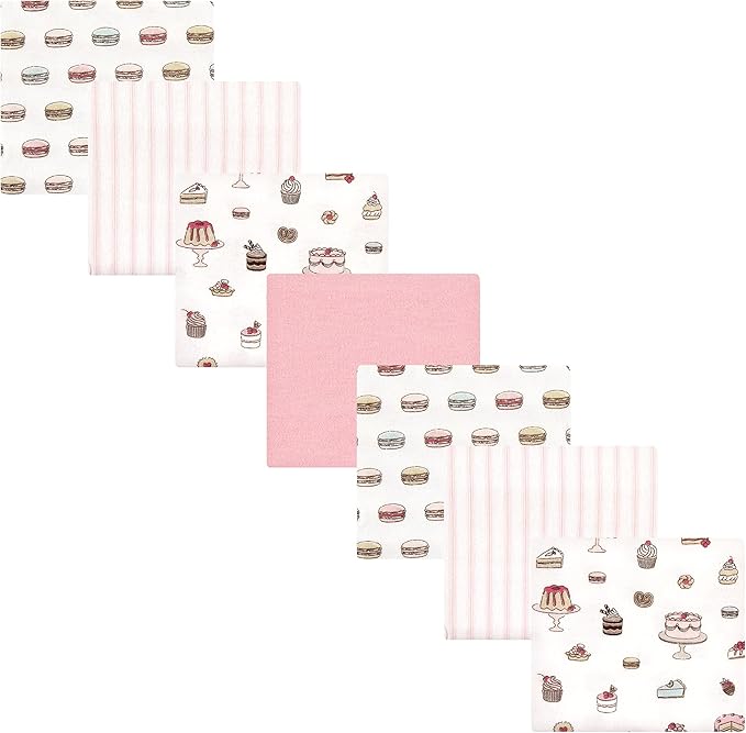 Hudson Baby Unisex Baby Cotton Flannel Receiving Blankets Bundle, Sweet Bakery, One Size