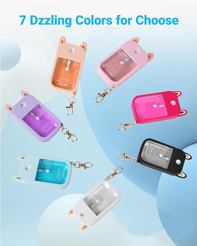 Cute Ear Silicone Case Compatible with Touchland Hand Sanitizer Spray (Fit for 1 FL.OZ), Protective Case with Keychain, Hand Sanitizer Holder(Rose Red)