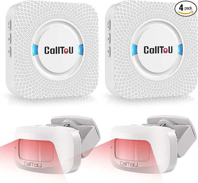 CallToU Wireless Motion Sensor Alarm Indoor Motion Detector Alarm Bed Alarms for Elderly Dementia Patients, Motion Sensor Door Chime for Business/Home/Office/Store with 500FT Range 5 Adjustable Volume