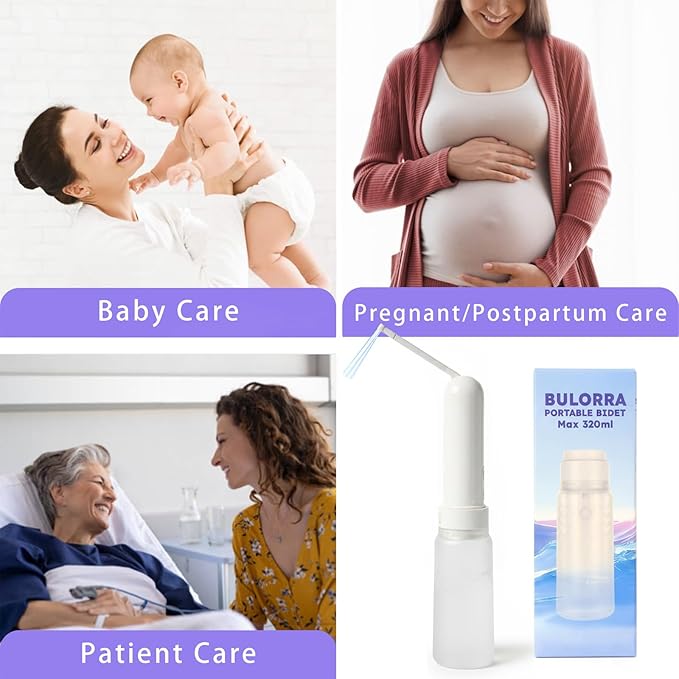 Portable Bidet for Travel & Toilet 320ml Rechargeable Handheld Bidet with 800mAh Battery IPX7 Waterproof Personal Hygiene Cleaning Postpartum Care for Women Baby Elderly Camping