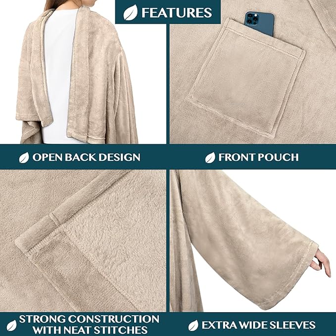 PAVILIA Wearable Blanket with Sleeves for Adult Women Men, Cozy Fleece Warm Wrap Throw with Arms, Gifts for Christmas, Wife
