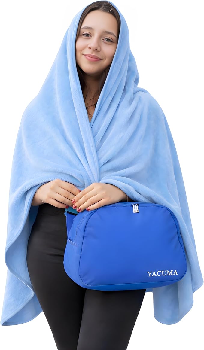 Travel Blanket Airplane – Ultra Soft Flannel 40”x60”, Compact & Lightweight with Organizer Bag, Cozy Travel Blanket for Flights, Road Trips, and Home Comfort