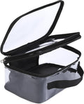 BORMELUN Large Clear travel bags for toiletries pouches carry on reusable,purse see-through plastic pvc TSA airport approved with handle (Black)