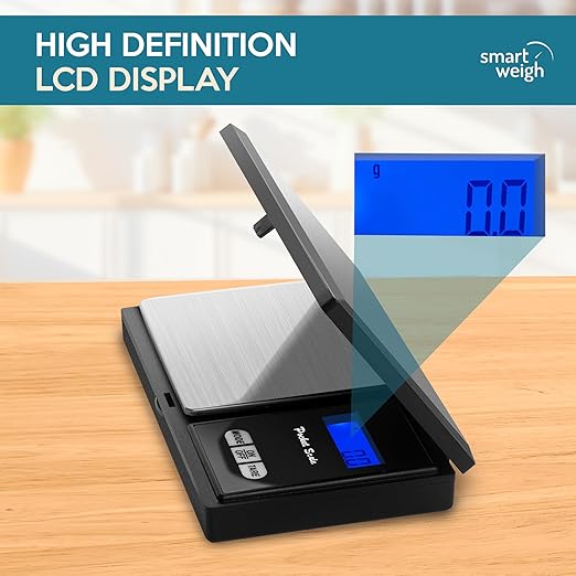 Smart Weigh Precision Digital Gram Scale (200g x 0.01g) – 7 Units (g, oz, ozt, DWT, ct, gn, tl) – Portable Pocket Design for Jewelry, Gems, and Food – Tare Function & Backlit LCD – Battery Included