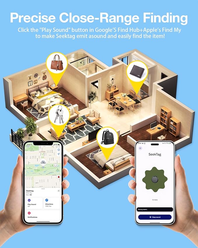 Air Tags for Android,Air Tags-4 Pack Android,Air Tracker Tags with 4 Case,2 Year Battery Life,Google & Apple Find Trackers for Google'S Find Hub App & Apple Find My,IP65 Waterproof Luggage Tracker