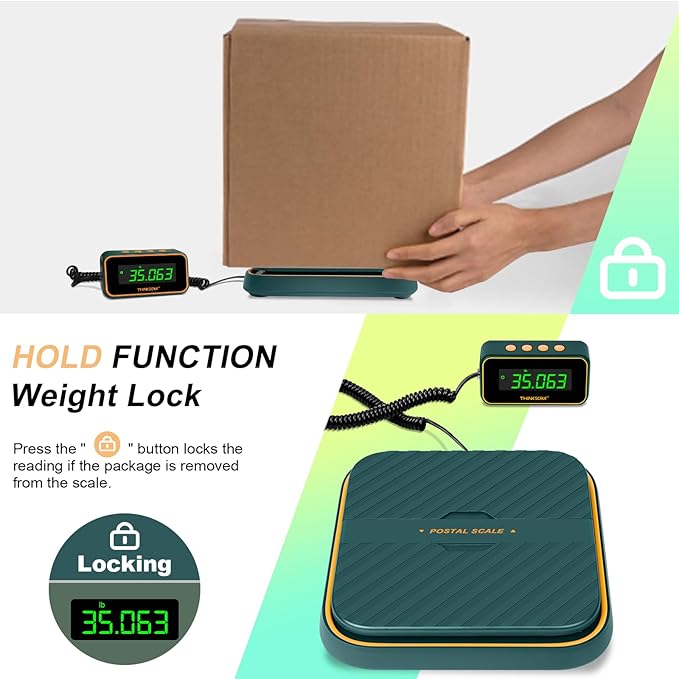 THINKSCALE 86lb Shipping Scale, 0.1oz Precision | Tare, Hold & Foldable Mail Holder | for E-Commerce, Small Business & Parcels | Battery & Type-C Charging