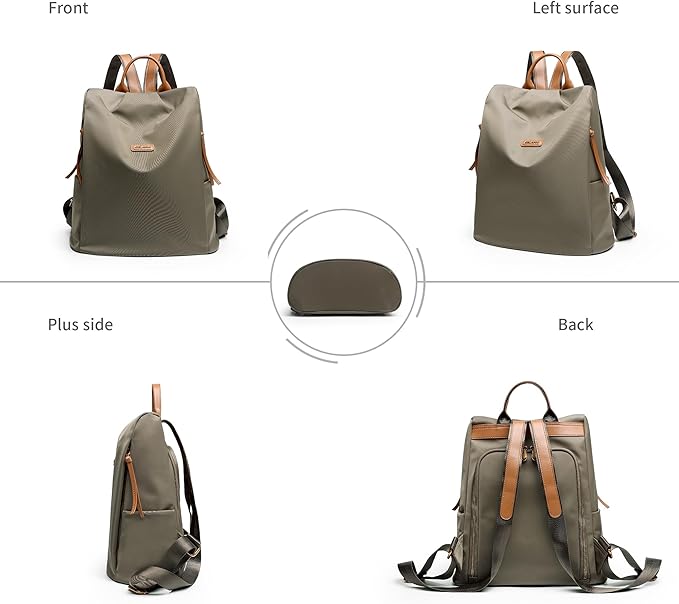 Women's Backpack Purse Nylon Anti-theft Water Resistant Lightweight Small Shoulder Bags for Travle Cute Fashion Computer Bag for Work Daily Laptop Backpack Ladies Army Green