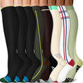 Sooverki Copper Compression Socks for Men & Women 8 Pack 15-20mmHg - Knee High Stockings Best Support for Running Athletic