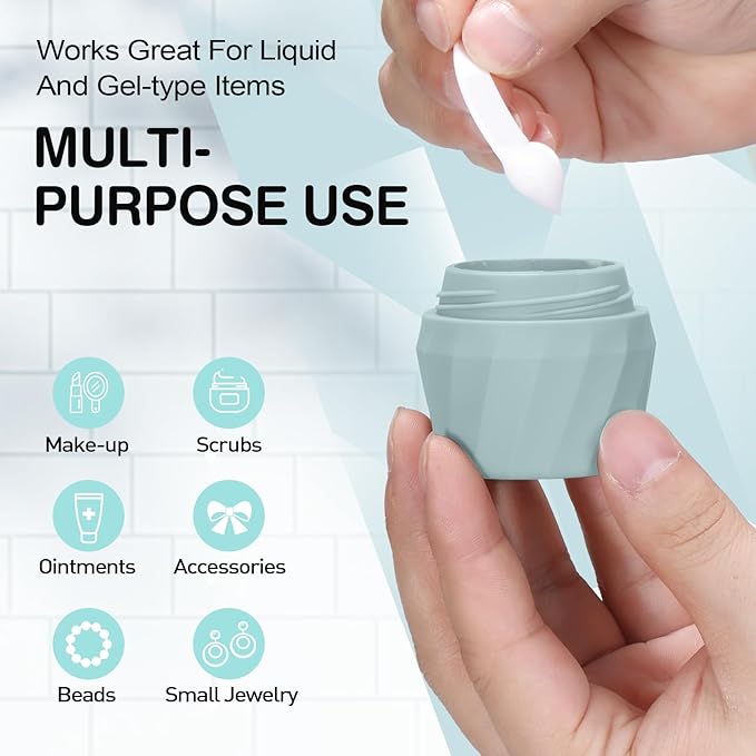 Silevoler 14pack Travel Bottles for Toiletries, TSA Approved Travel Size Toiletries Containers Set, Premium Silicone Leak Proof Refillable Squeezable & Creams jars Accessories Kit W/Clear Bag (Gray)