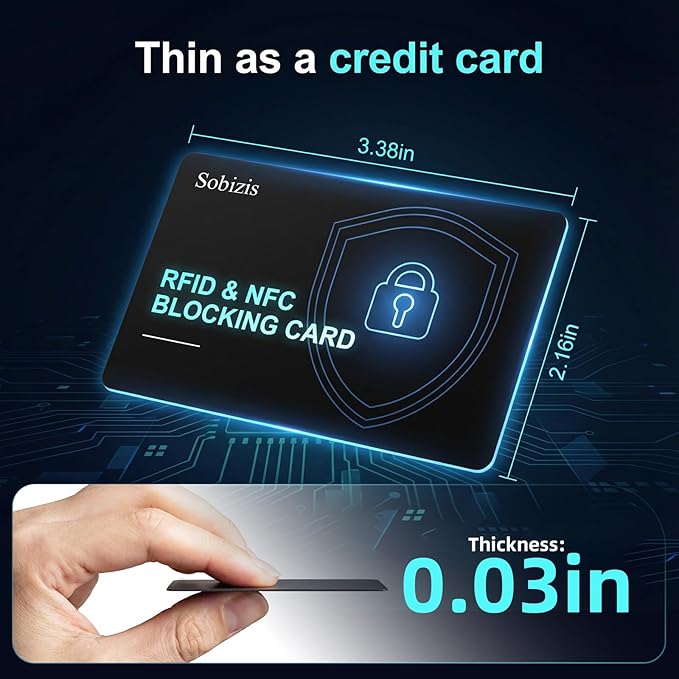 2 Pack RFID Blocking Card, Slim Contactless NFC Debit Credit Card Protector for Wallets,Safe Card RFID Cards Blocker, Anti-Theft for Credit Card Passort ID Card, Travle Accessories for Men & Women