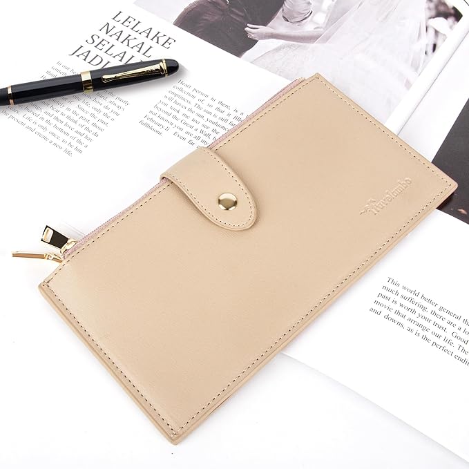 Travelambo Leather Wallets for Women Slim RFID Blocking Bifold Credit Card Holder Wallet