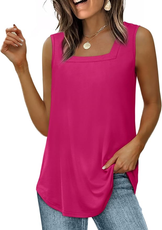WIHOLL Women's Square Neck Tank Top