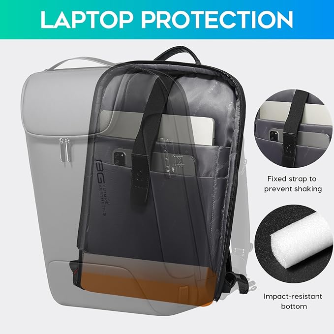 BANGE Anti-Theft Backpack with USB Charging Port for Men, 17.3 Inch Business Laptop Backpack, TSA Approved Lock & Waterproof Zippers, Large Travel Computer Bag