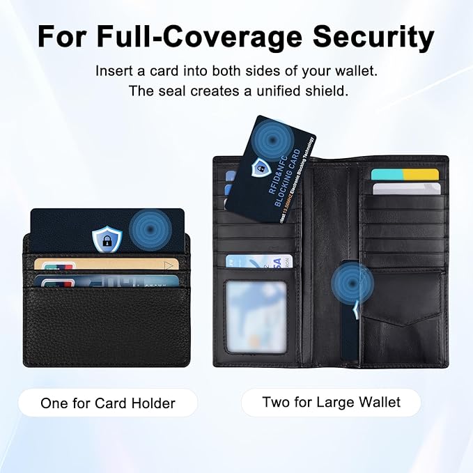 5 Pack RFID Blocking Cards, NFC Contactless Bank Debit Credit Card Protector, Anti-Theft Wallet Shield for Passport & ID, Ultra Slim Full Protection Blocker